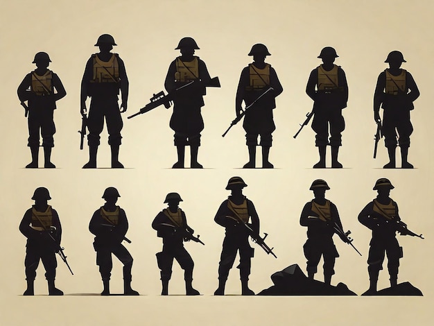 diseño de silueta de soldados del ejército