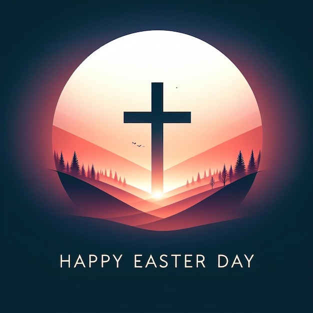 Diseño del símbolo de la cruz del feliz día de Pascua