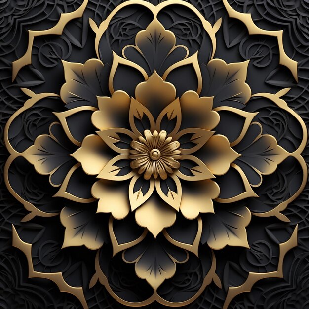 diseño simétrico de mandala dorada patrón islámico diseño de mandala generado por IA
