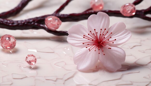 Foto un diseño simple pero elegante en 3d de una sola flor de cerezo
