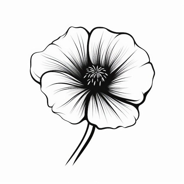 Diseño simplista de flores de amapola en blanco y negro