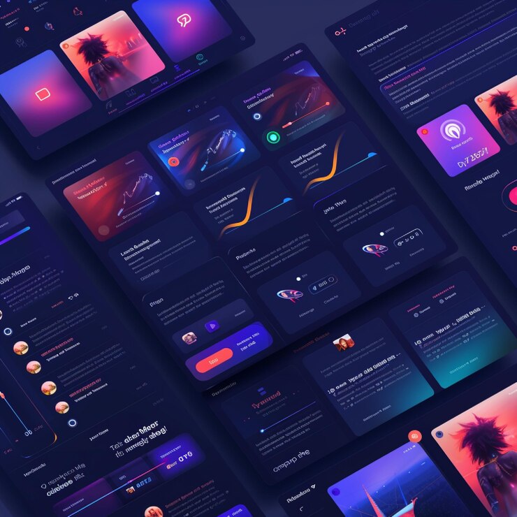 Foto un diseño de sitio de transmisión de música con una interfaz elegante y recomendaciones personalizadas