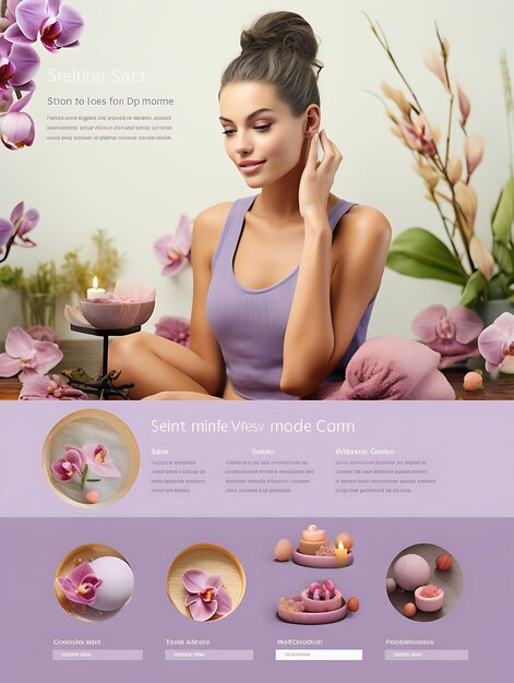 Foto diseño del sitio web de spa y centro de bienestar para mujeres tema de colores pastel con un arte figma creativo