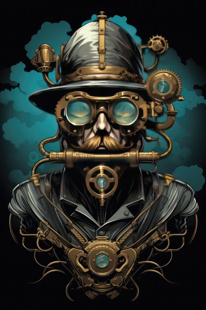 Foto diseño steampunk vector de diseño de camisetas profesionales