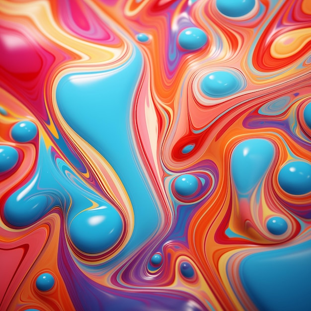 Diseño de superficie de fondo de arte líquido abstracto colorido pintura acrílica