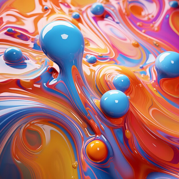 Diseño de superficie de fondo de arte líquido abstracto colorido pintura acrílica