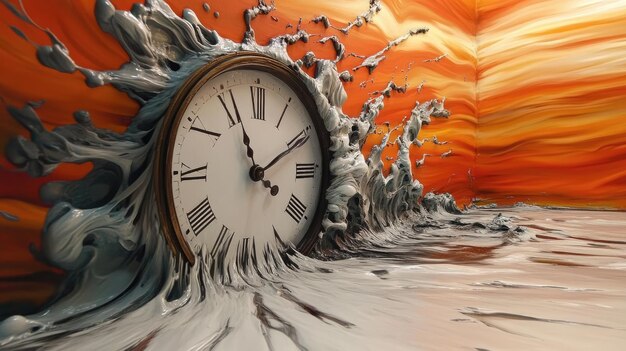 El diseño surrealista captura el concepto de distorsión del tiempo y creatividad combinando colores audaces y formas abstractas IA generativa