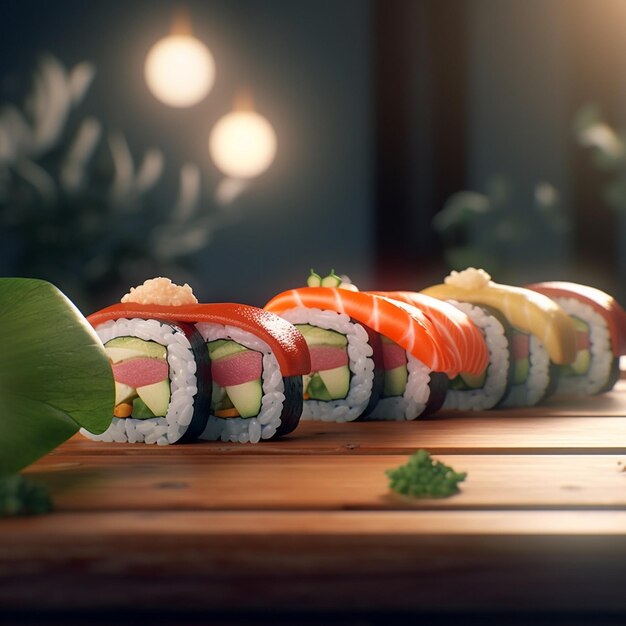 Diseño de sushi de estilo publicitario visualmente atractivo