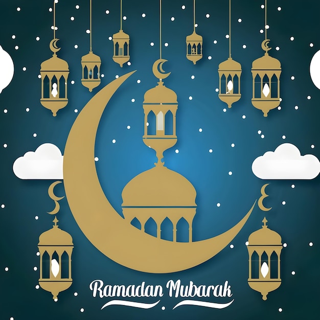 Diseño de tarjeta de felicitación de Ramadán