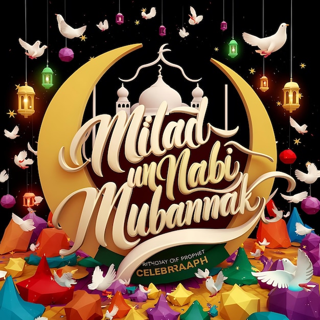 Diseño de la tarjeta del festival islámico de Milad un Nabi