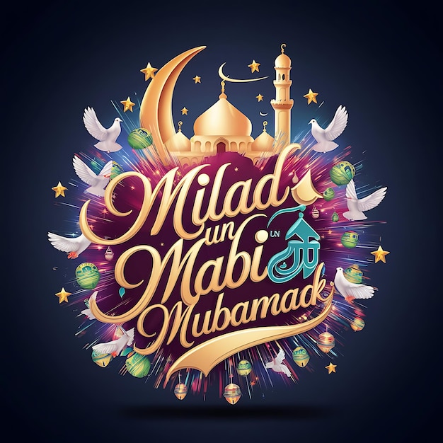 Diseño de la tarjeta del festival islámico de Milad un Nabi