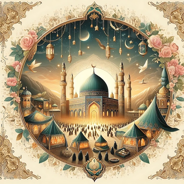 Diseño de la tarjeta del festival islámico de Milad un Nabi