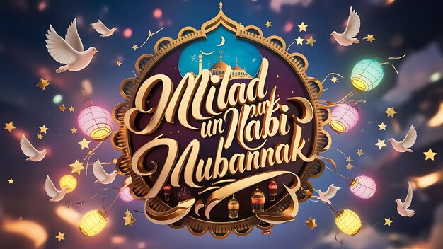 Diseño de la tarjeta del festival islámico de Milad un Nabi