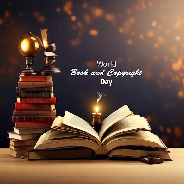 Diseño de tarjetas de felicitación para el Día Mundial del Libro y el Derecho de Autor con elegantes ilustraciones
