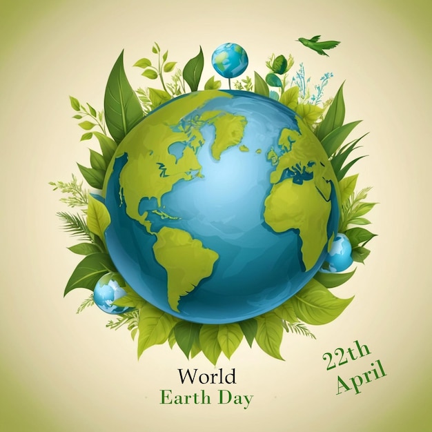 Diseño de tarjetas de felicitación para el Día de la Tierra con elementos ecológicos vibrantes