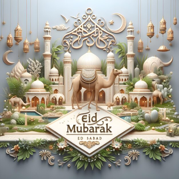 Foto diseño de tarjetas de felicitación de eid al adha eid mubarak