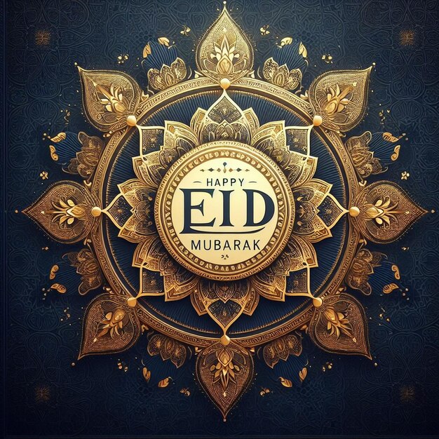 Foto diseño de tarjetas de felicitación de eid mubarak de lujo diseño de patrón dorado islámico