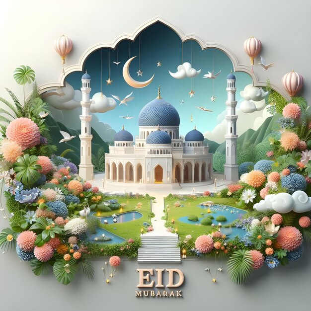 Diseño de tarjetas de felicitación de Eid Mubarak