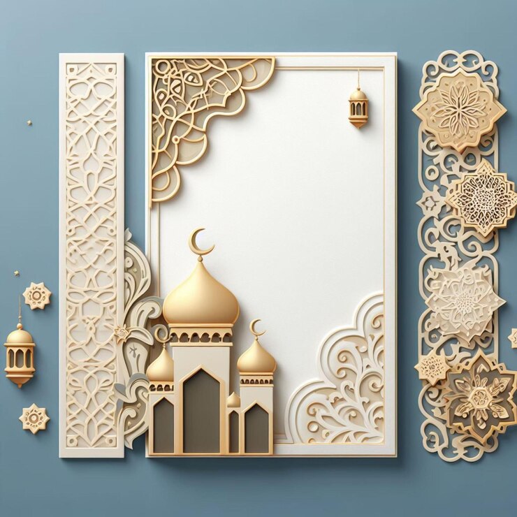 diseño de tarjetas de felicitación islámicas ilustración 3D