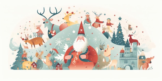 Diseño de tarjetas de felicitación navideñas con personajes de cuentos de hadas