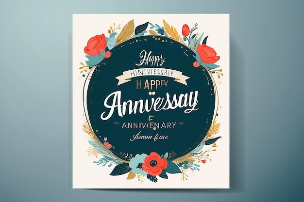 Diseño de tarjetas de felicitaciones conceptuales creativas para el aniversario de matrimonio Ilustración editable