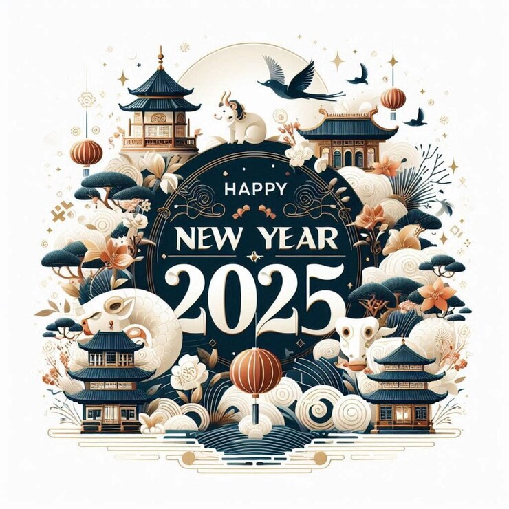 Diseño de tarjetas de feliz año nuevo 2025