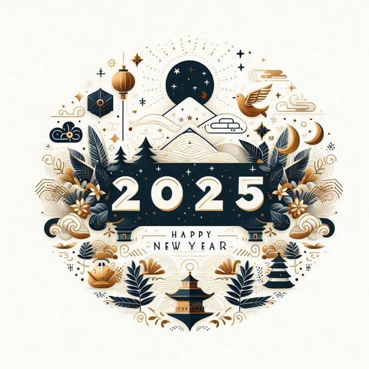 Diseño de tarjetas de feliz año nuevo 2025