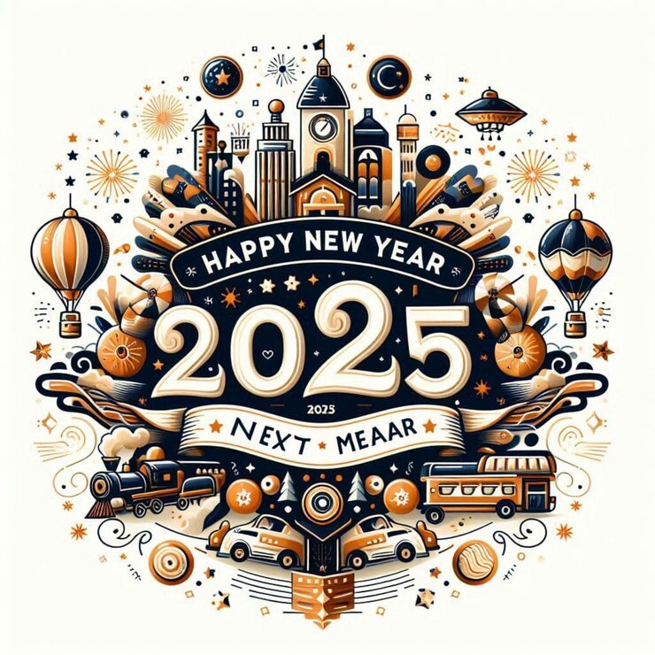 Diseño de tarjetas de feliz año nuevo 2025