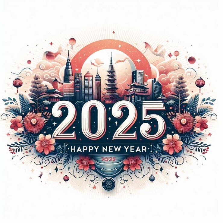 Diseño de tarjetas de feliz año nuevo 2025
