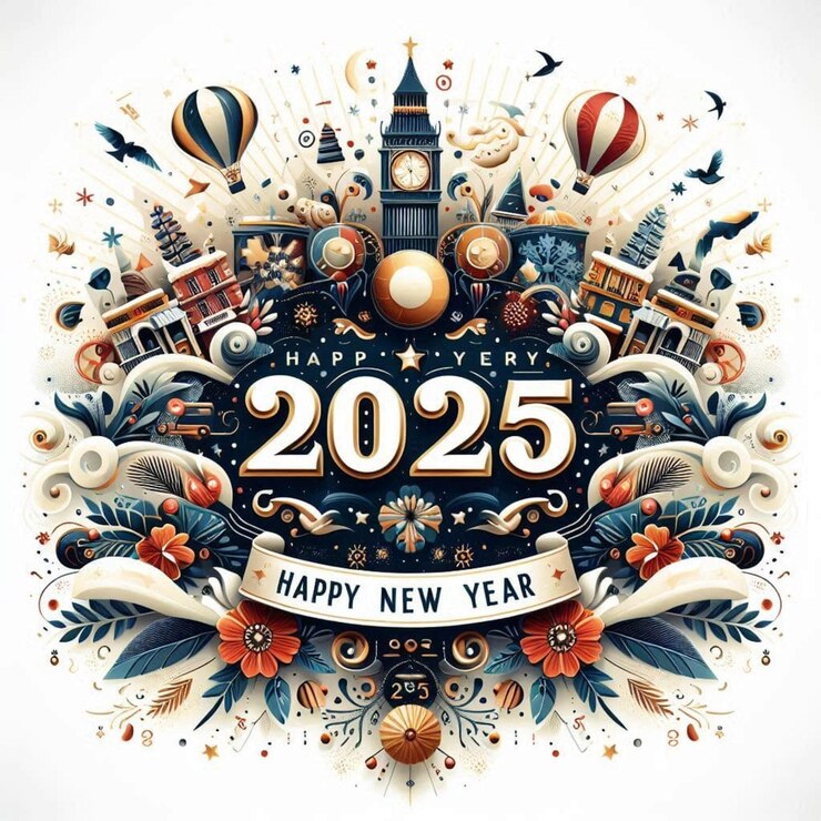 Diseño de tarjetas de feliz año nuevo 2025