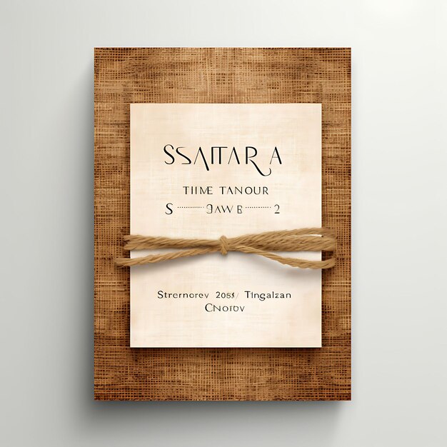 Diseño de tarjetas de invitación de boda de burlap rústico de forma rectangular Burl 2D Art Flat Clipart Tipo