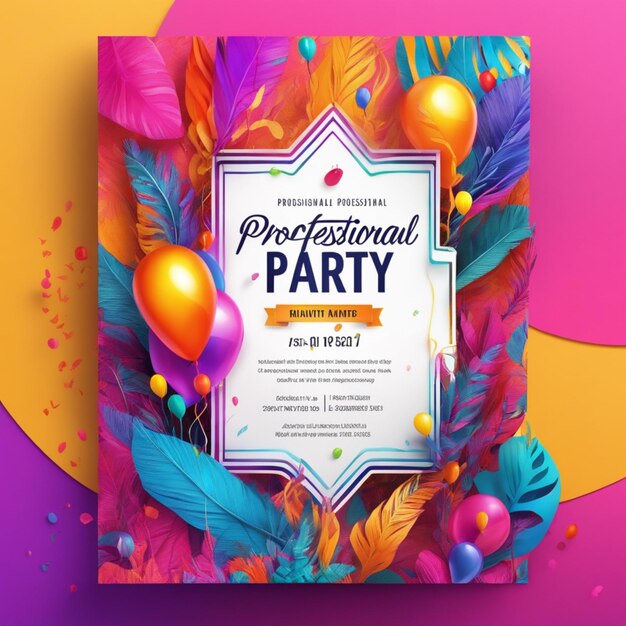 Foto diseño de tarjetas de invitación de fiesta vibrante profesional creativo.