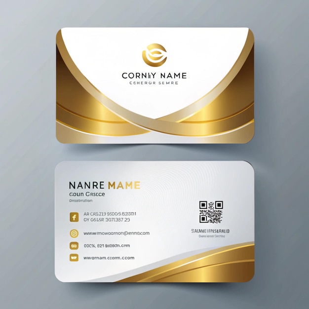 Diseño de tarjetas de visita creativas modernas profesionales blancas y doradas