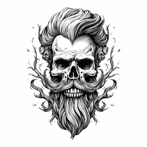 Un diseño de tatuaje de calavera con ilustración.