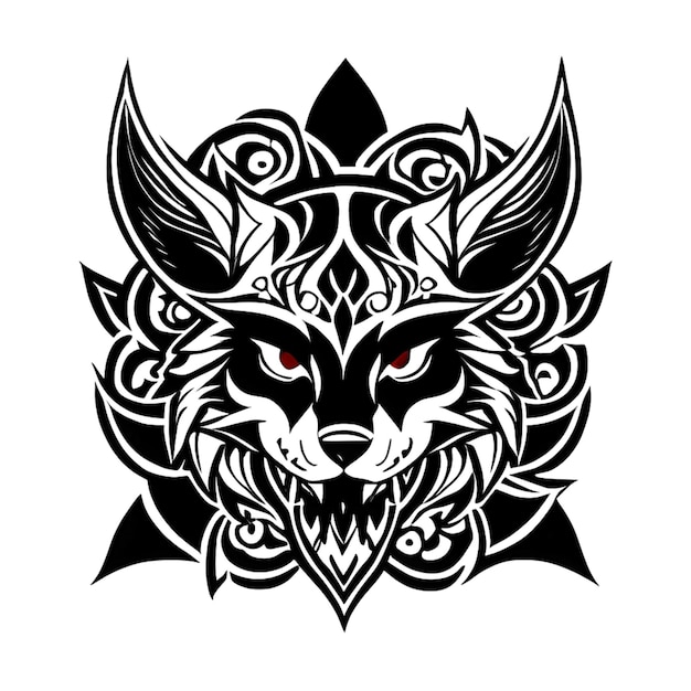 Un diseño de tatuaje con cara de animal.