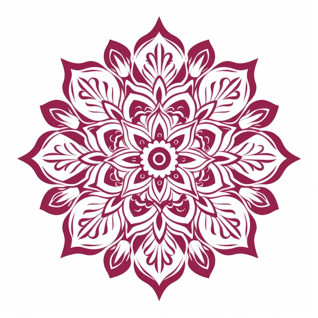 Diseño de tatuaje floral de mandala rojo y blanco inspirado en el zen
