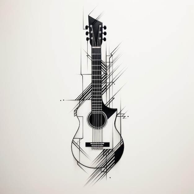 Diseño de tatuaje de guitarra IA generativa