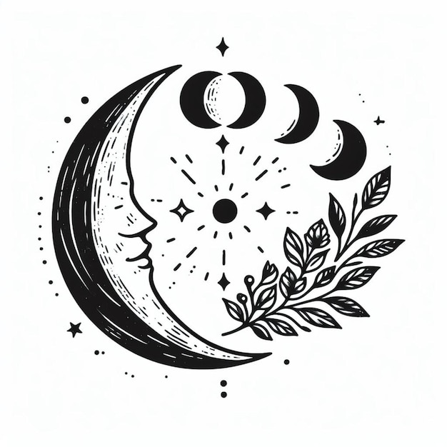 Foto diseño de tatuajes de fases de la luna