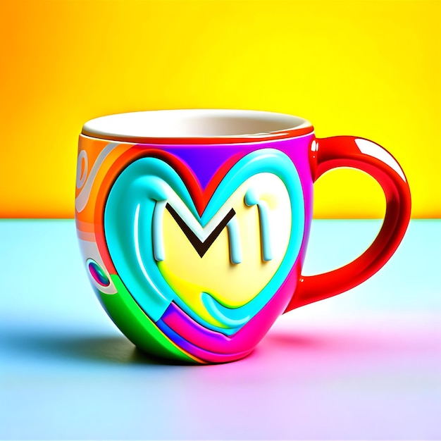 Foto un diseño de taza colorido con el texto generado por mamá ai