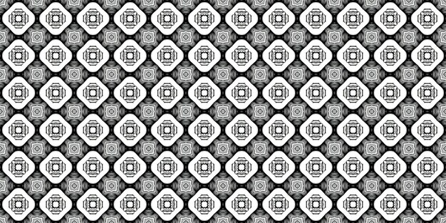Diseño de tela de caleidoscopio abstracto de patrones sin fisuras geométricos en blanco y negro