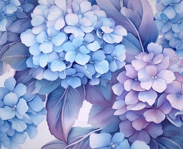 Diseño de tela floral con azul y morado.
