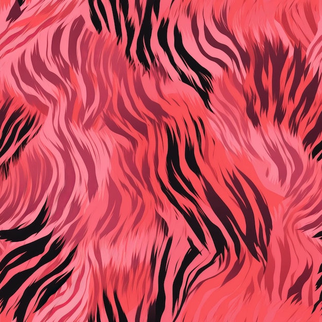 Diseño de tela de piel de tigre rosa sin costuras con texturas a rayas y patrones de animales como rayas de tigre y generación de IA de cebra