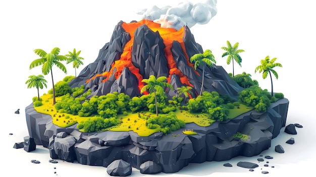 Foto diseño telón de fondo plano isla volcánica vista aérea vista aérea del dramático contraste entre lush ve