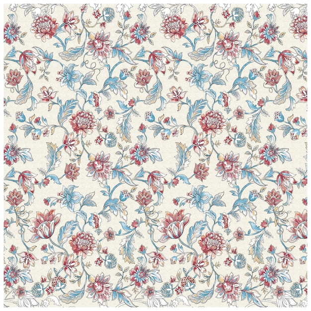Diseño textil digital con textura de patrón de flores