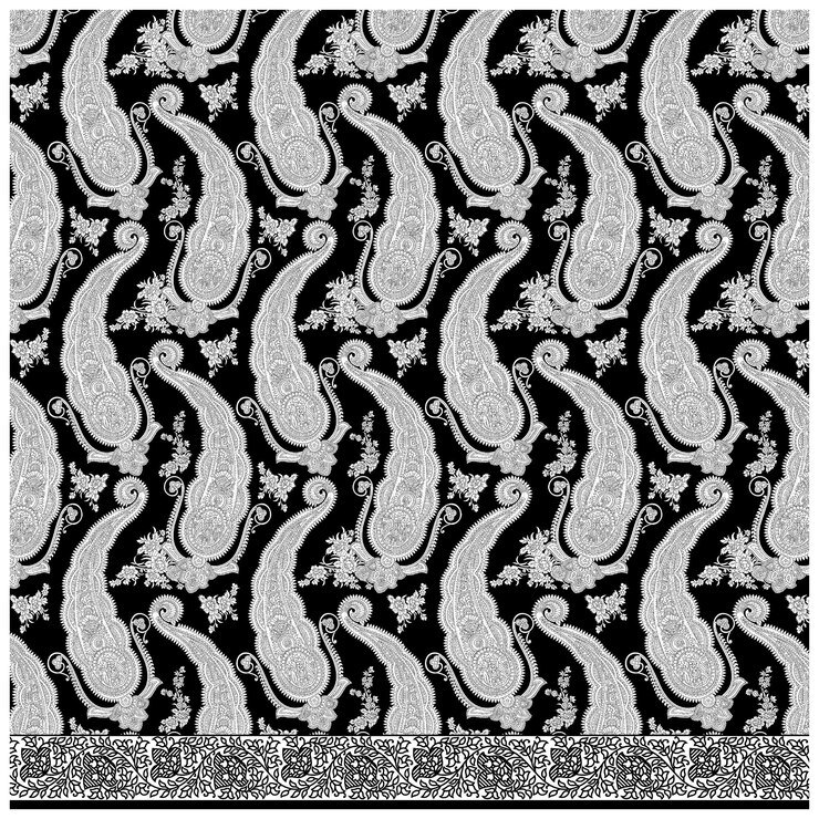 Diseño textil Frontera y motivo digital