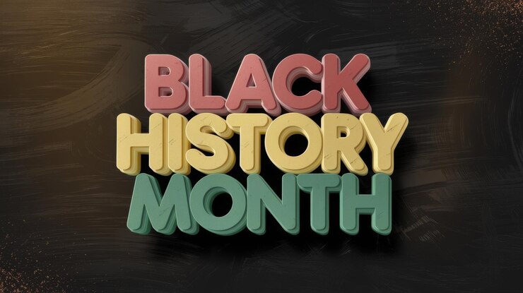 Foto diseño de texto 3d del mes de la historia negra con colores retro