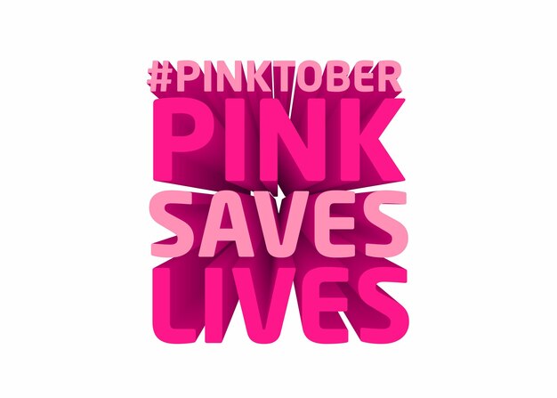 Diseño de texto en 3D sobre la cita de concienciación sobre el cáncer de mama de Pinktober