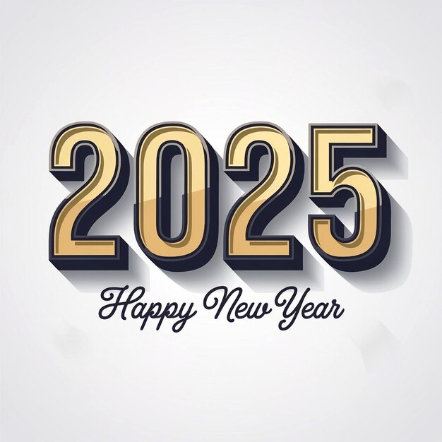 Diseño de texto elegante de Feliz Año Nuevo 2025 con acentos coloridos