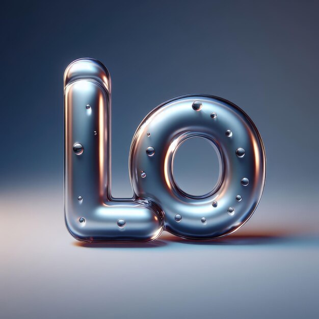 Diseño de texto Lo Composición de texto líquido 3D colorido con formas suaves