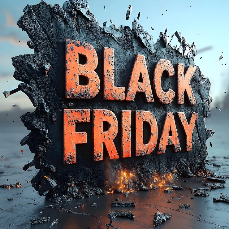 Foto diseño de texto de neon black friday el diseño de texto de black friday el efecto de iluminación y letras de black friday